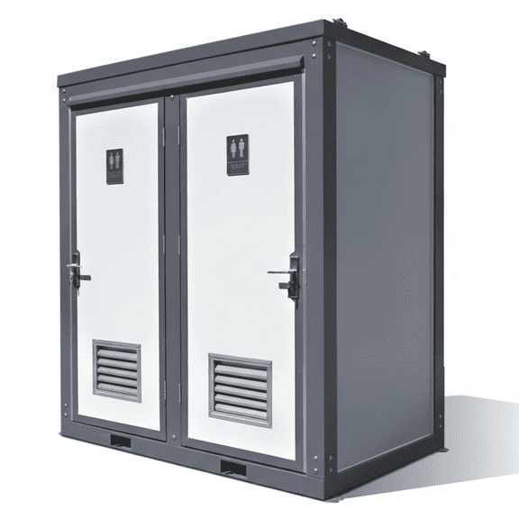 DuraYu 2 Private Stalls Portable Restroom with Sink & Ventilation Fan, Outdoor Mobile Toilet for Construction Sites, Events, and Public Spaces