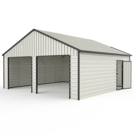 DuraYu 23x22 ft Metal Garage Shed with Double Doors and Side Entry for Farm Equipment