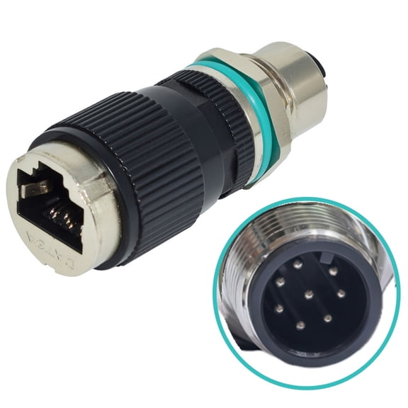 Durability 12mm 8Pin A type to RJ45 Adapter IP68 Protections for Harsh Environment 10Gb/s Data Transmission Cat6/Cat5e