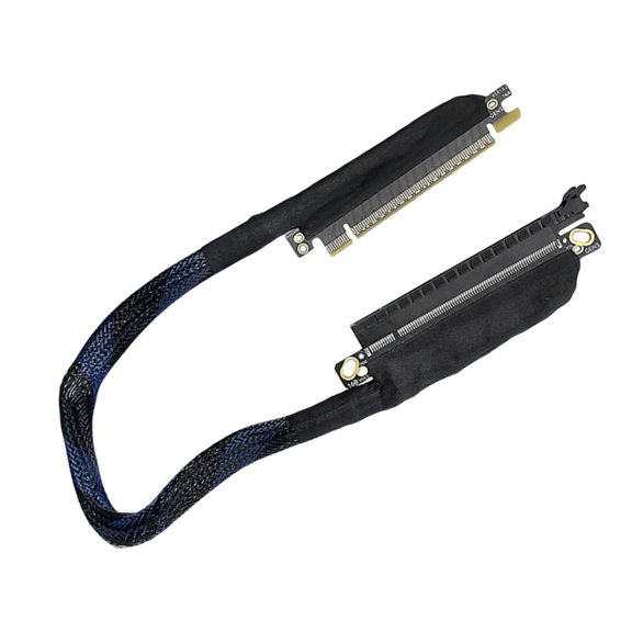 Durability Braide PCIe5.0 X16 Graphics Extender Cable 180Degree Left Angle Layout Optimized for GPU Signal Integrity