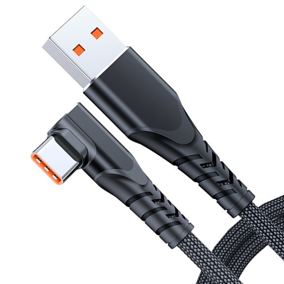Durability Braided USB to USB C Cable for Phone 15/16 6A 66W Charging Cord Data Transmission with Right Angle Design