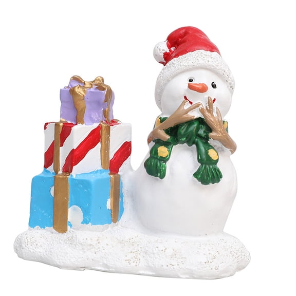 Durability Home Christmas Snowman Figurine Resin Snowman Gift Box Statues Figure Perfect Table top Christmas Decors