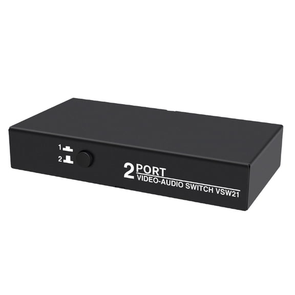 Durability Metal AV Audios Video Switcher 2 In 1 Out AV Switchers Selector Box for Studio Equipment Home Theater Systems