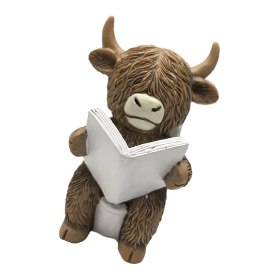 Durability Resin Toilet Seat Cow Statue Bathroom Ornamentation Sculpture With Smooth Surfaces Easy To for Counter