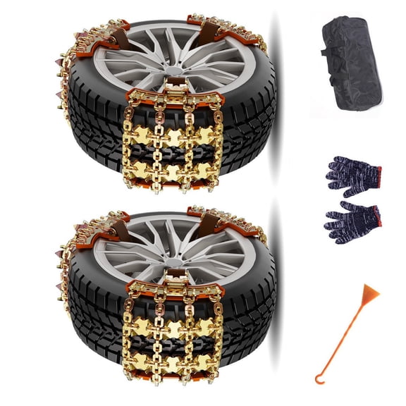 Durability Steel Snow Chains with Anti-Slip Rows for 165-285mm Tires, Winter Road Security SUV/Truck