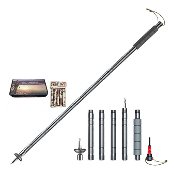 Durability Telescopicing Walking Stick Features Ergonomic Handle Survival Gears Integration For Backpacking
