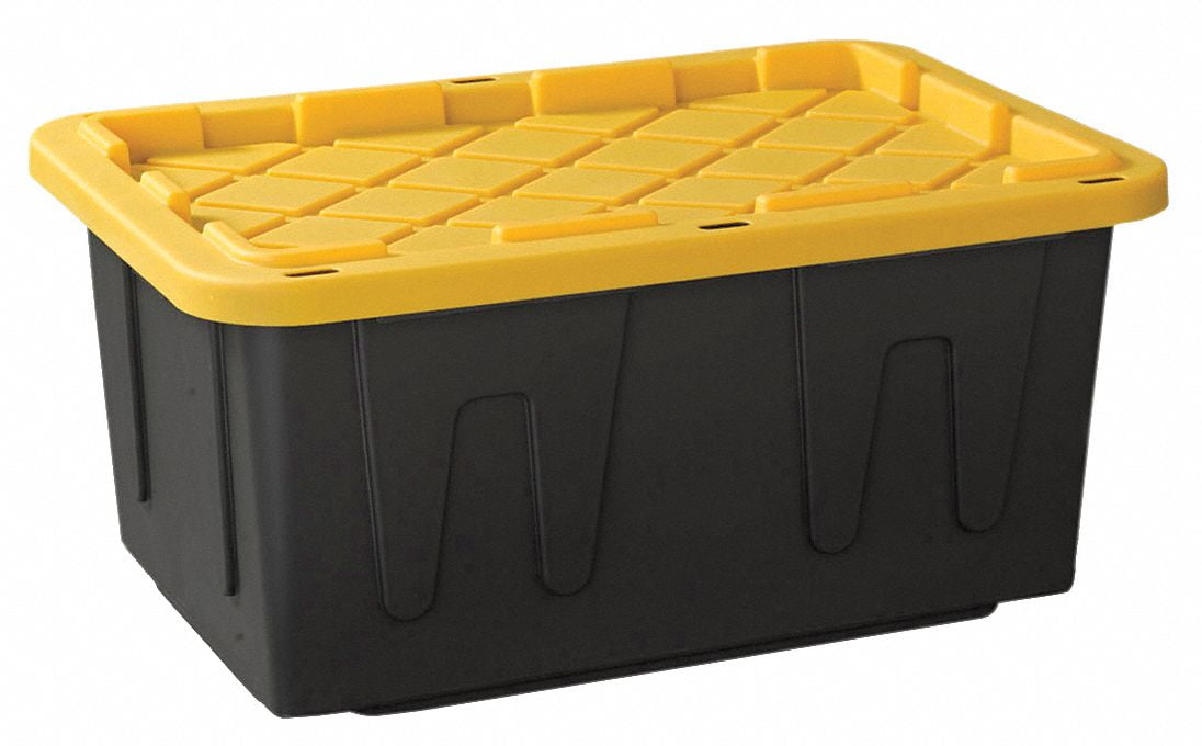 Heavy-Duty Black and Yellow Stackable Storage Tote