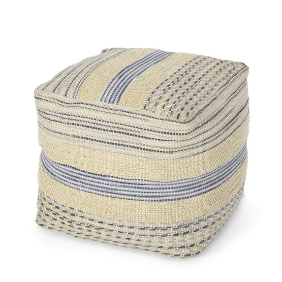 Durable 16-Inch Pouf with 200lbs Capacity / Natural Blue Pouf for Home Seating Arrangement