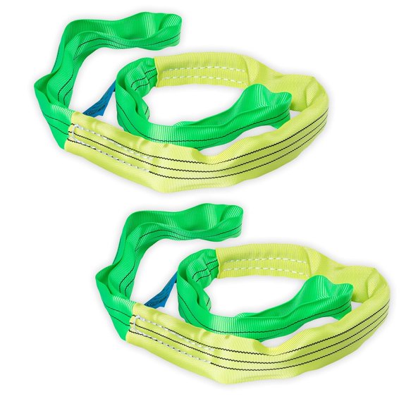 Durable 2-Inch Wide, 5-Foot Long, 2-Pack, Round Sling, 4400 lbs Capacity, Endless Loop Nylon Rigging Sling for Heavy Duty Lifting, Hoisting, and Rigging, Flexible Spanset Rigging Straps