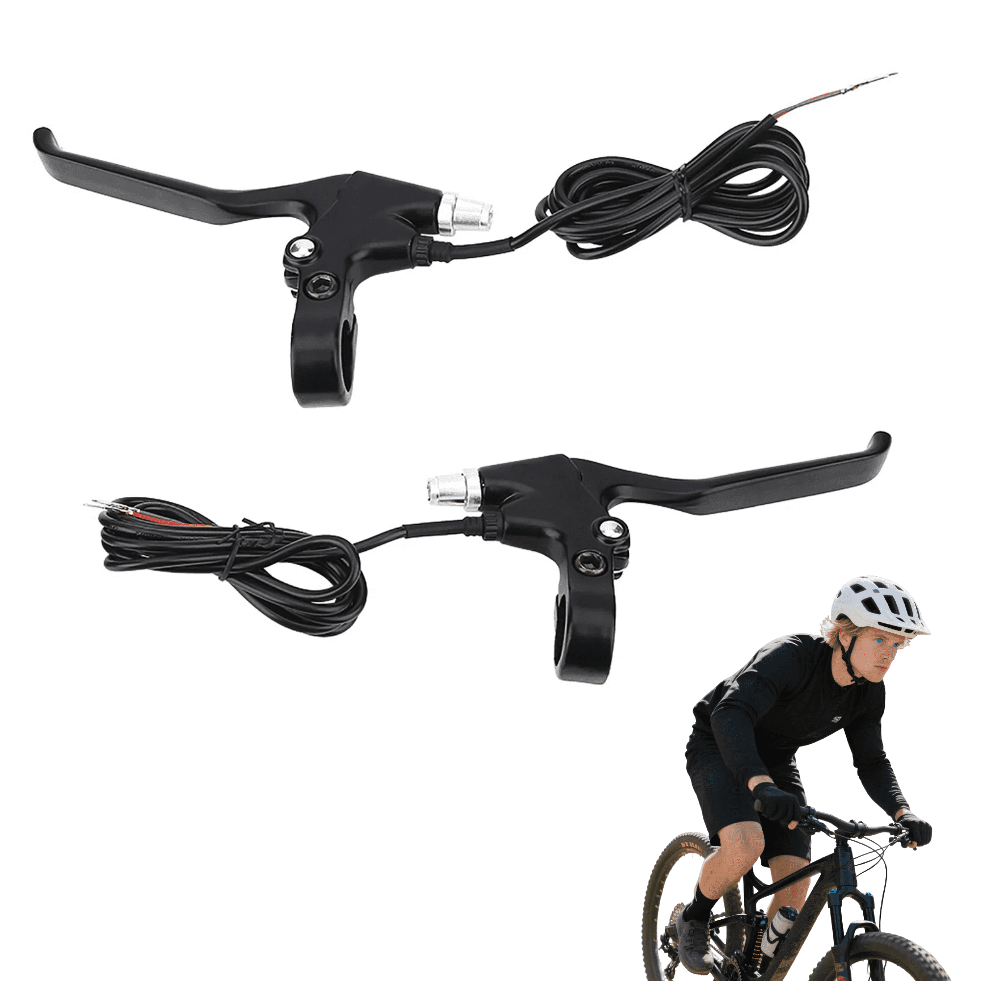 Bicycle Brakes Lever, 2 Wires Left ＆ Right E-Bike Bicycle Electric Brake Lever Replacement Parts Waterproof Electronic Brake Lever Set 1 Pair Ebike B