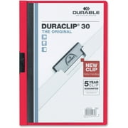 Durable 220303 DuraClip Report Cover w/Clip, Letter, Holds 30 Pages, Clear/Red