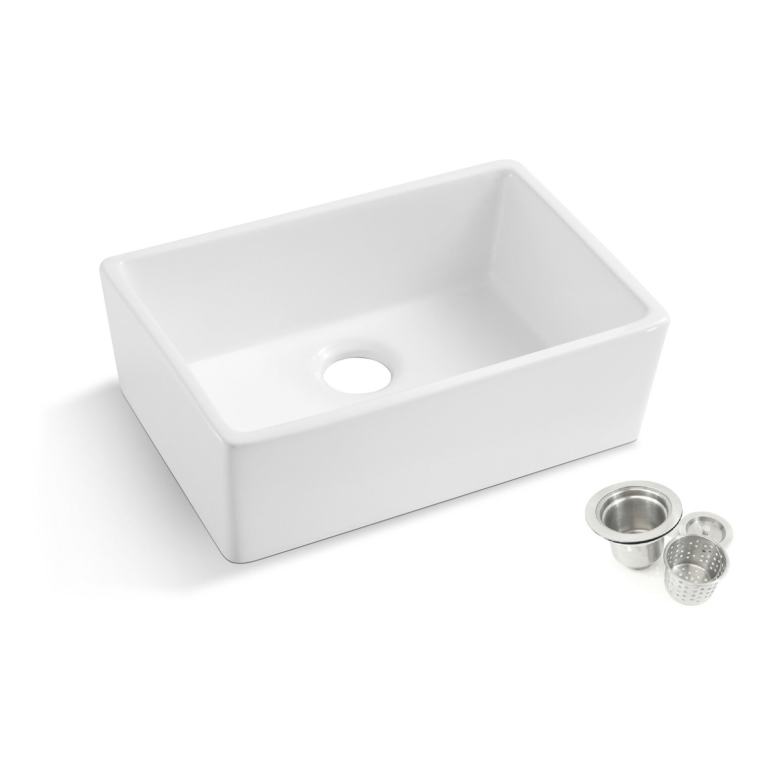 Durable White Fireclay Farmhouse Apron Single Bowl Kitchen Sink