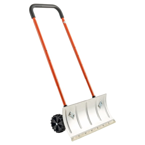 24in Snow Plow Shovel for Driveway, Heavy-Duty Plastic Construction with Comfort Grip Handle