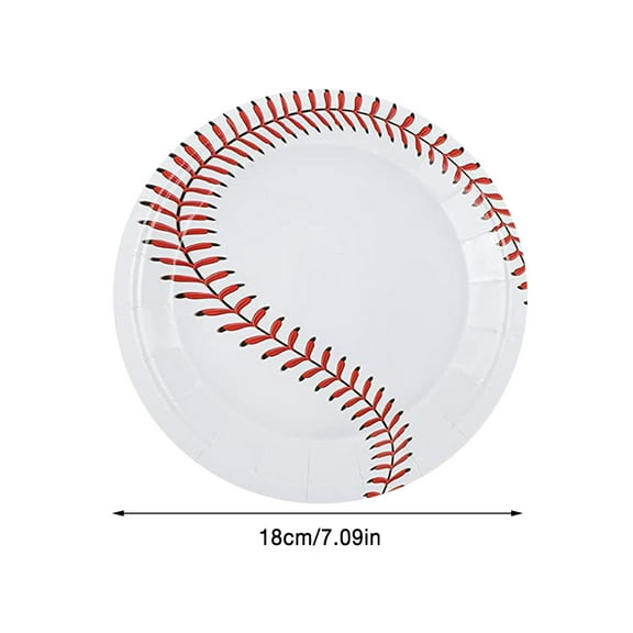 Durable 24PCS Baseball Party Paper Plates 7 Inch, Disposable Baseball Birthday Party Supplies Dessert Plates for Birthday Sports Event Decorations (Baseball)