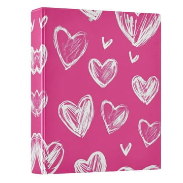 Durable 3 Ring Binder,1.5 Inch,Holds 220 Sheets,Presentation View for School Supplies Office and Home Binders Pink Heart