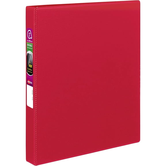 Durable 3 Ring Binder, 1" Slant Rings, 1 Red Binder (27201)