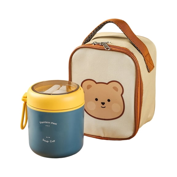 Durable 304 Nonrust Steel Breakfast Mugs With Insulated Carry Bag Spoon Leak Proof Design For Daily Use