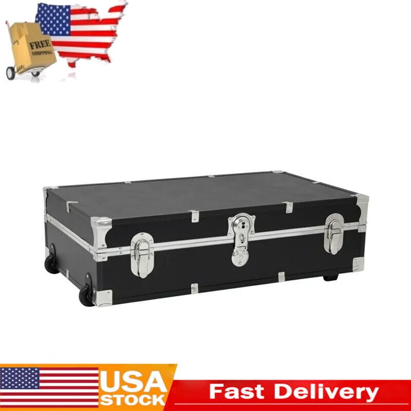 Durable 31" Under the Bed Trunk w/Wheels &Handle Lockable Dorm Storage