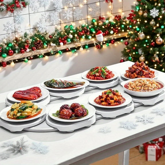 Durable 360 ° expandable turntable tray - easy to assemble, durable, suitable for christmas holiday gatherings, parties, and buffet style meals. Durable plastic and metal surfaces, suitful Family