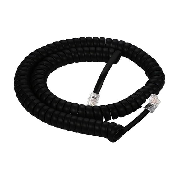 Durable 4 Inch Lead Handset Cord - Flat Black Telephone Cable for Clear Communication and Strength - Perfect for Home or Office - 12 FT