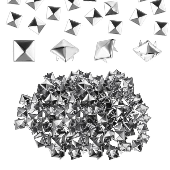 Durable 4-Prong Metal Studs for Clothing,500-Pack 0.39in Silver Pyramid Spikes,Rust-Resistant Rivets for Secure Decoration on Leather,Bags,and Hats