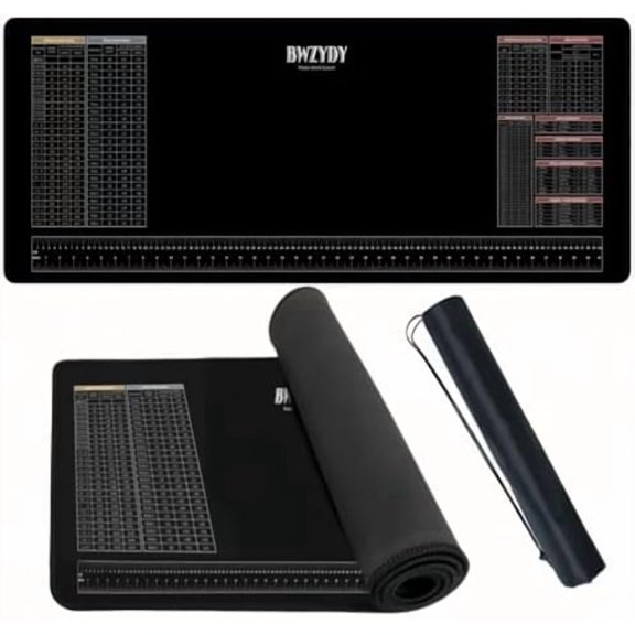 Durable 43x16 Inch Workbench Mat - Foldable Rubber Surface with SAE/Metric Measuring Scales & Charts, 1.5LB Portable Design, Includes Carry Bag - Perfect for DIYers, Carpenters & Repairmen