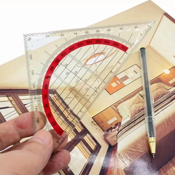 Durable 45 Plastic Square Triangular Ruler Precision Measuring Tool for Architects, Designers, Students & Sewing Enthusiasts