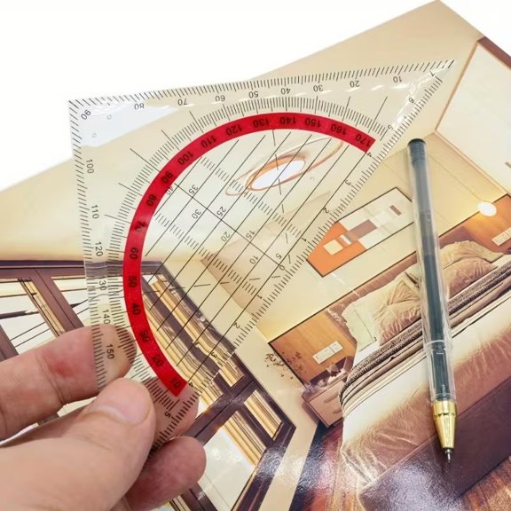 Durable 45 Plastic Square Triangular Ruler - Precision Measuring Tool for Architects, Designers, and Students