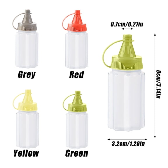 Durable 4pcs Mini Jam Squeeze Bottle Jar Sauce Seasoning Box with Lid, Squeeze Bottle Portable PP Kitchen Easy Clean Spices Storage Container Condiment Squeeze Bottles