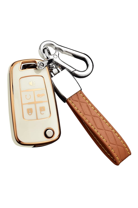 Scratch-Resistant 5-Button TPU Key Fob Protector with Keychain Full Body Protection Case Compatible with Chevrolet Equinox Camaro Cruze Malibu Sonic and Buick Terrain Smart Remote
