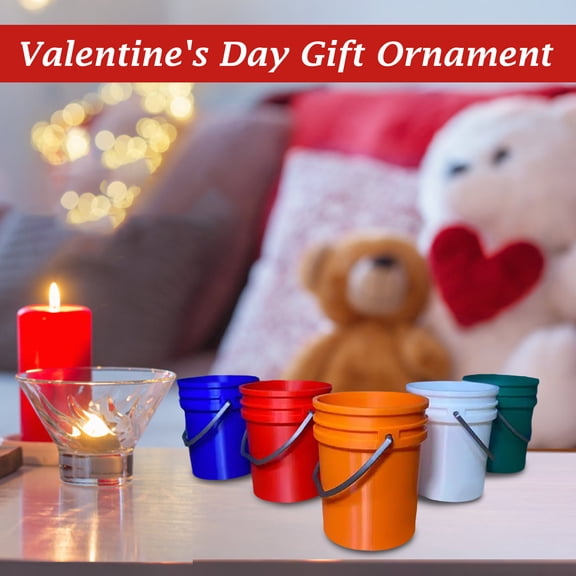 Durable Mini Plastic Bucket with Handle Multi-Purpose Use for Home, Garden, and Outdoor Activities 3D Printed Ornament Beach Toys Gift 4 Inch Tall Red