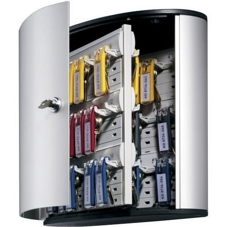 Durable 54 Key Brushed Aluminum Cabinet - 11.9" X 4.8" X 11" - Aluminum - Security Lock - Silver (195323)