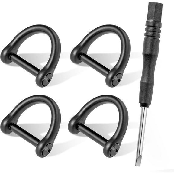 Durable 5pcs D Ring Keychain Set - Screw Shackle, 1/2inch, 4pcs Black for Car Key, DIY Leather Craft, Purse