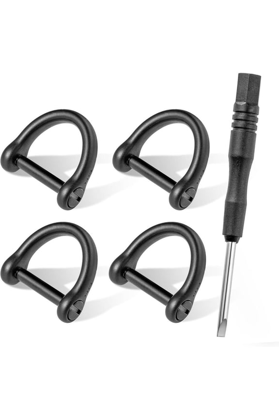 Durable 5pcs D Ring Keychain Set - Screw Shackle, 1/2inch, 4pcs Black for Car Key, DIY Leather Craft, Purse