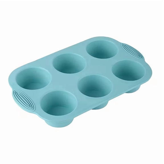 Durable 6-Hole Silicone Muffin Baking Pan - Non-Stick Cupcake Mold for Effortless Holiday Baking