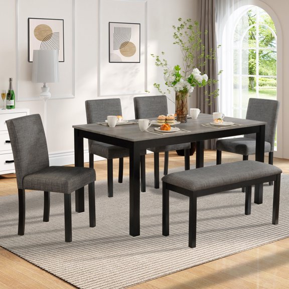 Durable 6-Piece Dining Set with Easy Assembly/Convenient for Home Setup