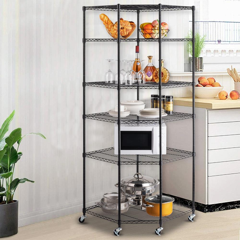 Durable 6 Tier Wire Steel Corner Shelving Rack for Efficient Garage ...