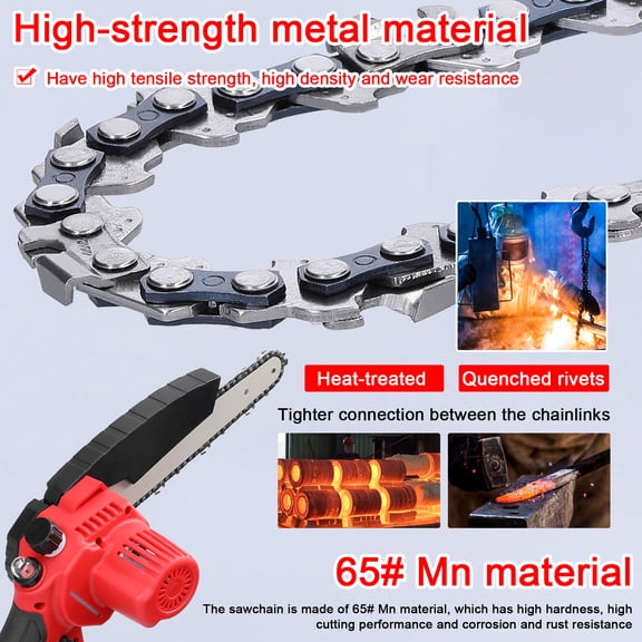 Durable 8-Inch Electric Chainsaw Replacement Chain, High-Hardness 65 Mn Steel Sawchain Spare Accessory for Wood Cutting & Logging (8 in / 20.3 cm)