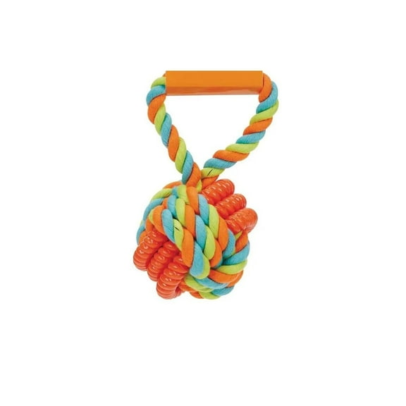 Durable 8 Inch Interactive Dog Rope Tug Toy Dual Material Teeth Cleaning (Orange)