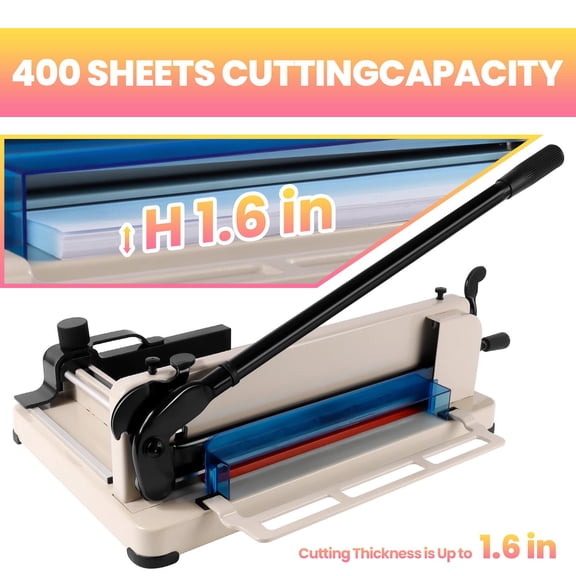 Durable A4 Paper Trimmer, Paper Trimmer for Office and Classroom, 400-Sheet Capacity Heavy Duty Guillotine Paper Cutter with Safety Lock and Transparent Guard