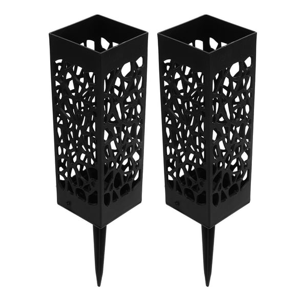 Durable ABS Cemetery Flower Holder, Unique Black Column Style, Ground Stakes Included, Weatherproof, Long Lasting
