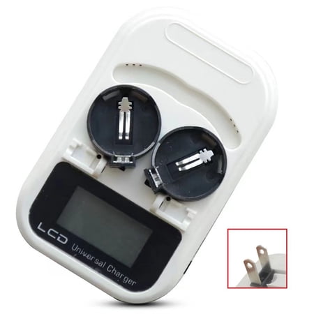 Durable Adapter Portable with LCD Battery Charger Fast Charging 2 Slot Button Cell US PLUG