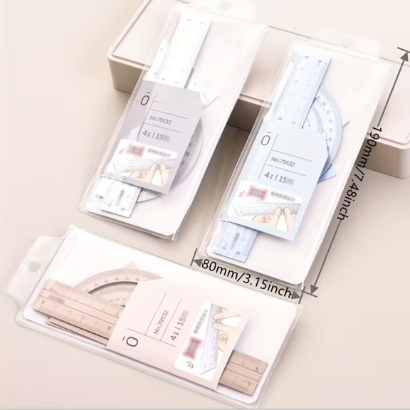 Durable Aluminum Alloy Drafting Set - 15cm Triangular Ruler and Protractor for Students and Professionals
