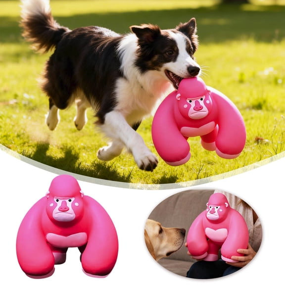 Durable Animal Shaped Latex Dog Squeaky Toy Interactive Puppy Toy for Fetch Game Teeth Cleaning Toy Pet Chew Toy for Teething Stress Relief Boredom Relief(Gorilla)