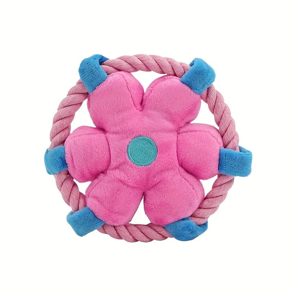 Durable Anti-Choking Squeaky Dog Chew Toy, Soft Rope Loop for Interactive Play, Great for Tug-of-War, Fetch & Dental Care, Suitable for Puppies and Adult Dogs, Multiple Colors