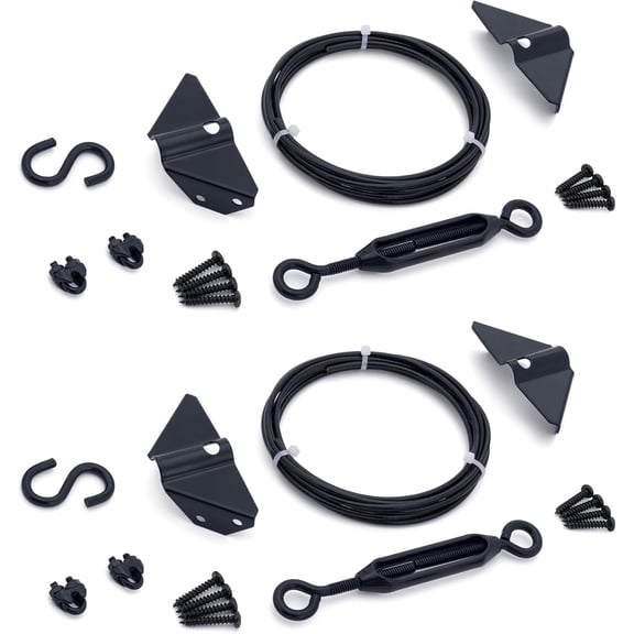 Durable Anti Sag Gate Kit for Wooden Fence, Anti-Sag Gate Support Cable Kit in Zinc, Anti-Sagging Fence Gate Kit Steel Gate Hardware, Wood Door Repair Kit for Outdoor, Gate Frame Kit Black, 2 Pack