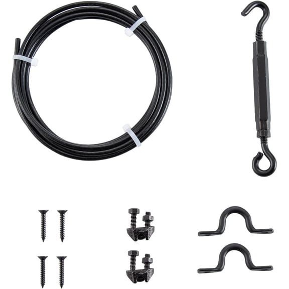Durable Anti Sag Gate kit, Gate Hardware Kit for Wood Fence, Black Gate Support Cable Kit, Stainless Steel Fence Door Repair Kit for Exterior Use, 1 Pack