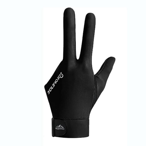 Durable Anti Skid Elasticity Breathable Three Fingers Glove Spandex Snooker Glove Billiard Glove BLACK LEFT HAND