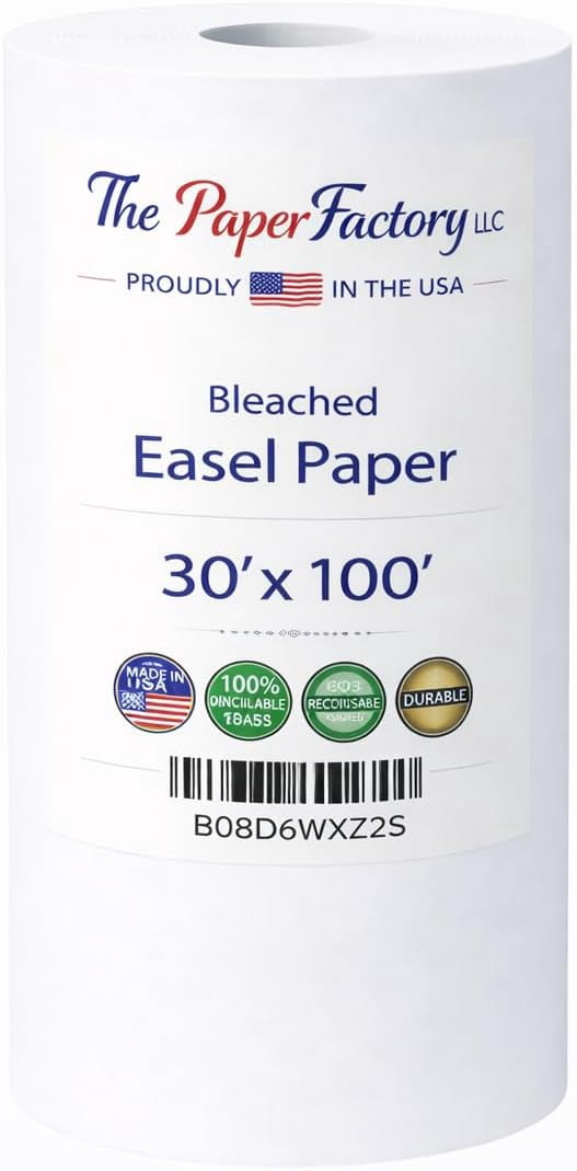 Durable Art Easel Paper Roll 30” x 100 ft White Craft Paper for Drawing, Painting & Coloring | Refill Roll for Art Easels, Kids Crafts & School Projects by The Paper Factory