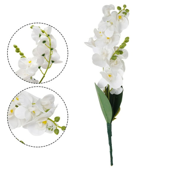 Durable Artificial Butterfly Orchid 12 Heads Fake Moth Orchids Flowers Plastics For Bridal Bouquets Home Decorations White Smile Home